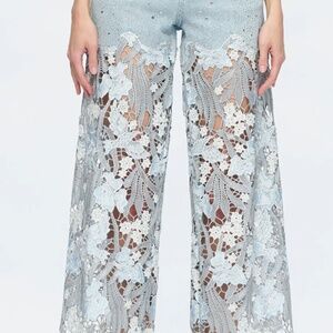 Bayeas High Waist Crystal Embellished Lace Leg Jeans